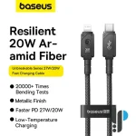 کابل شارژ 1 متری Type-C به لایتنینگ بیسوس مدل Baseus Unbreakable